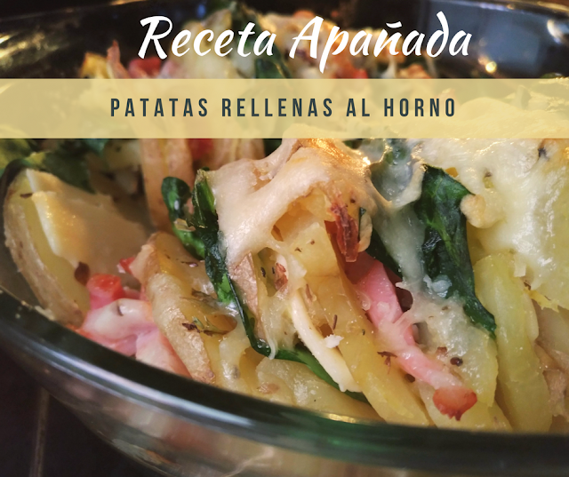 Receta Apañada Patatas rellenas al horno con espinacas cocinadas