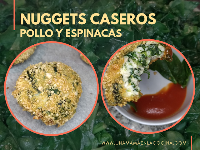 Nuggets caseros de pollo y espinacas al horno. Saludables, fáciles y genial para cocinar con peques