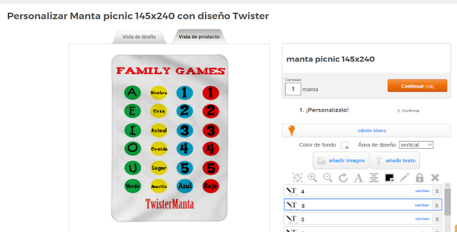 Wanapix manta personalizada twister family games